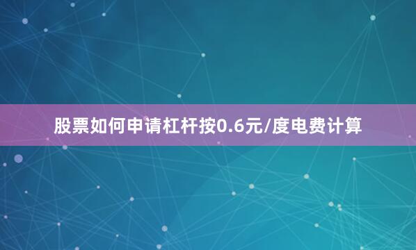 股票如何申请杠杆按0.6元/度电费计算
