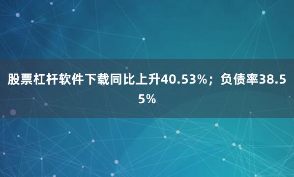 股票杠杆软件下载同比上升40.53%；负债率38.55%